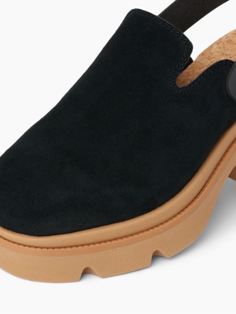 Reef Vista Luxe Solene - Black Suede Slingback Clog with Tan Chunky Sole - Picture 3 of 7